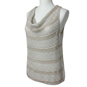 *New INC International Concepts Sleeveless Cowl Sweater Top XL Beige Embellished
